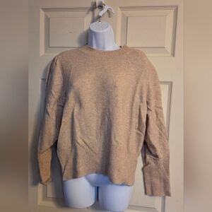 J.Crew Merino Wool Blend Puff- Sleeve Beige Knit Sweater XXL